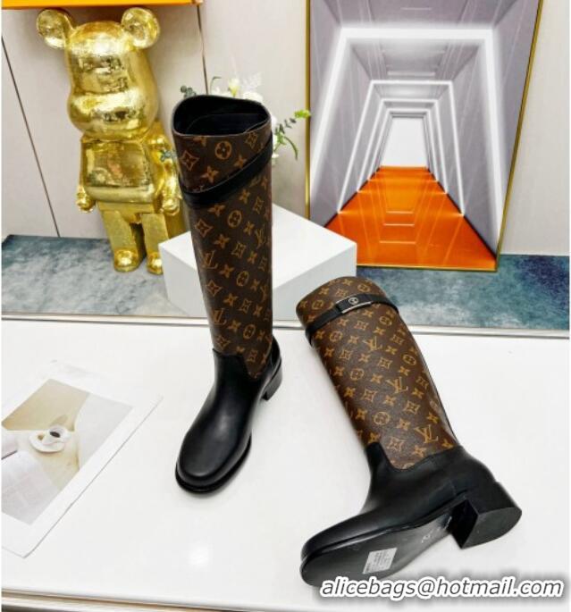 Charming Louis Vuitton Westside High Boots in Monogram Canvas and Black Leather 220150