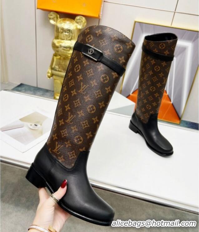 Charming Louis Vuitton Westside High Boots in Monogram Canvas and Black Leather 220150