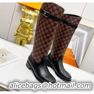 Cheap Price Louis Vuitton Westside High Boots in Damier Ebene Canvas and Black Leather 220151