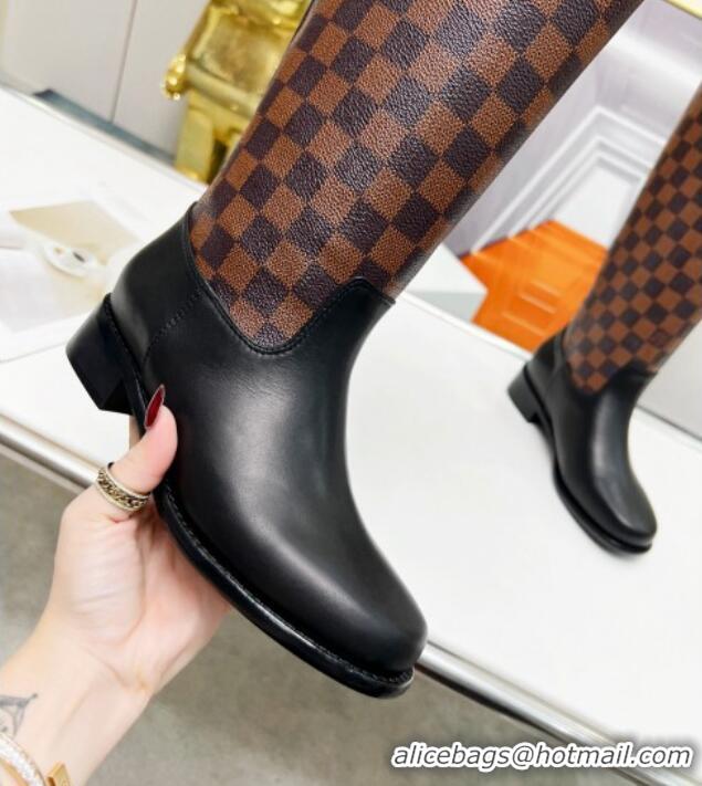 Cheap Price Louis Vuitton Westside High Boots in Damier Ebene Canvas and Black Leather 220151