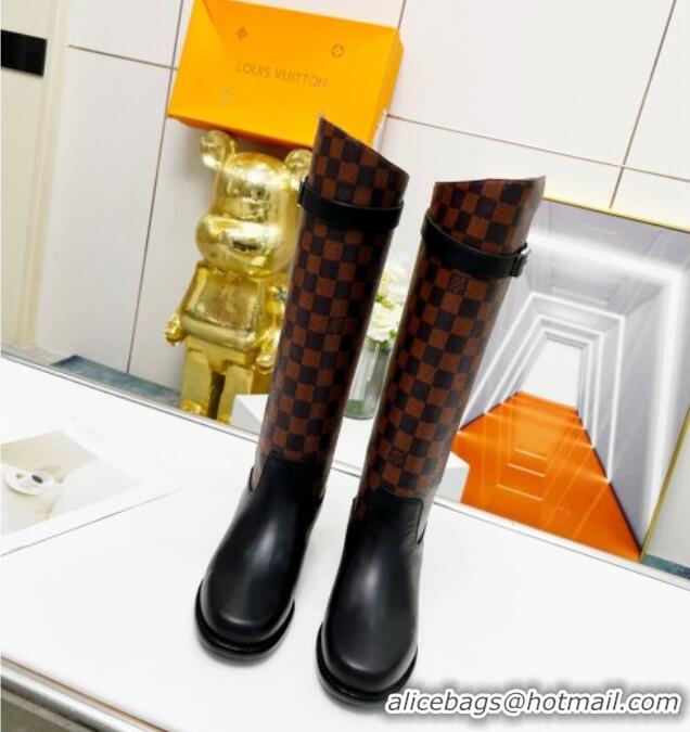 Cheap Price Louis Vuitton Westside High Boots in Damier Ebene Canvas and Black Leather 220151