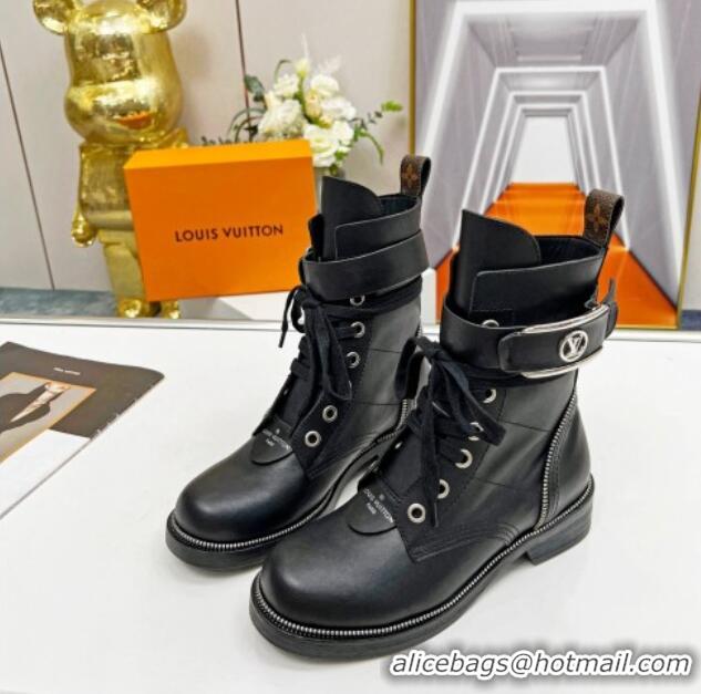 Sumptuous Louis Vuitton Metropolis Lace-up Ankle Boots in Black Calf Leather 220153