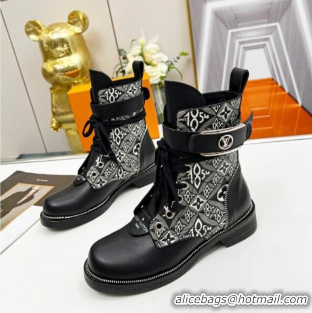 Good Quality Louis Vuitton Since 1854 Metropolis Lace-up Ankle Boots Black Leather 220154