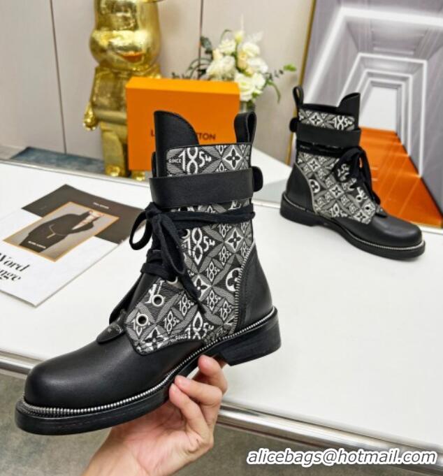 Good Quality Louis Vuitton Since 1854 Metropolis Lace-up Ankle Boots Black Leather 220154