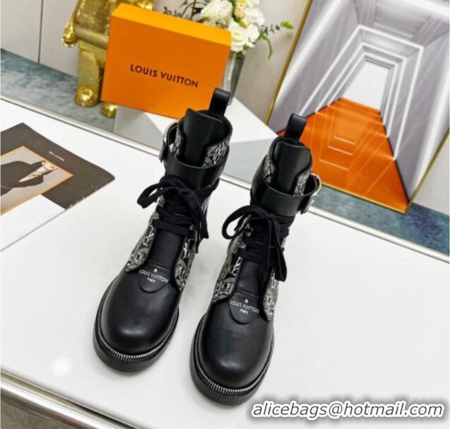 Good Quality Louis Vuitton Since 1854 Metropolis Lace-up Ankle Boots Black Leather 220154