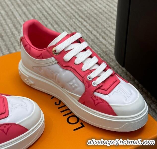 Sumptuous Louis Vuitton Time Out Sneakers in Monogram Leather White/Pink 1AB349 220158 