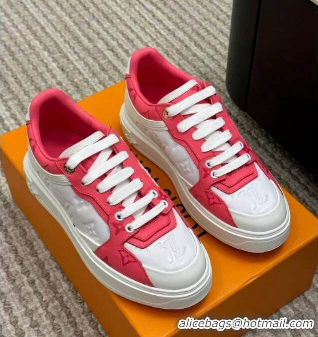 Sumptuous Louis Vuitton Time Out Sneakers in Monogram Leather White/Pink 1AB349 220158 