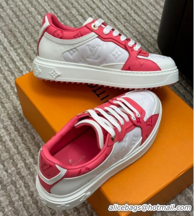 Sumptuous Louis Vuitton Time Out Sneakers in Monogram Leather White/Pink 1AB349 220158 