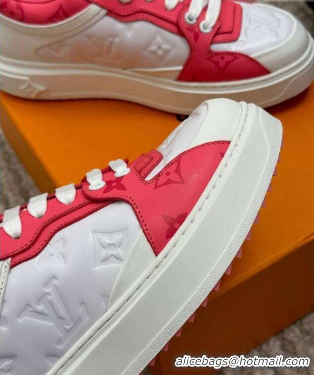 Sumptuous Louis Vuitton Time Out Sneakers in Monogram Leather White/Pink 1AB349 220158 