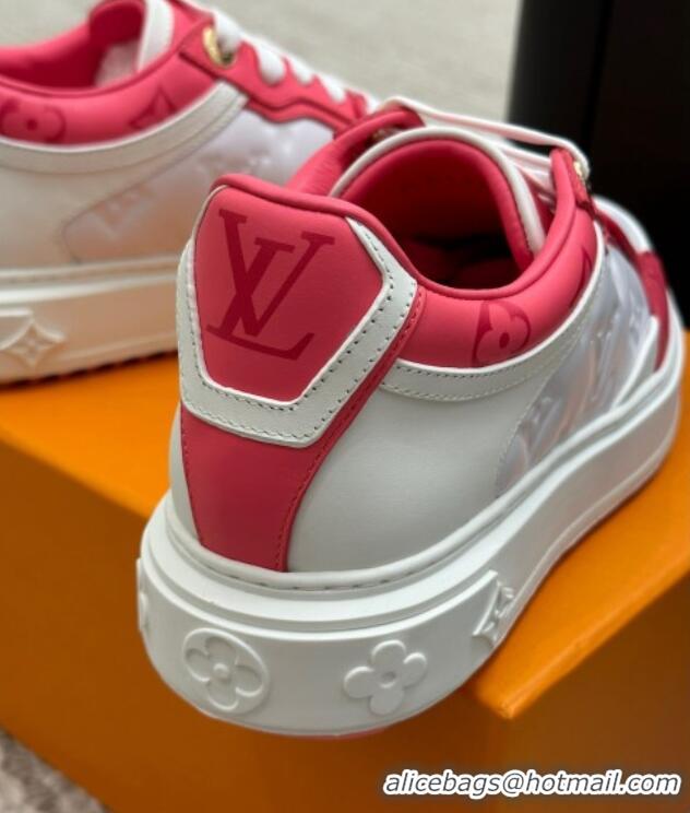 Sumptuous Louis Vuitton Time Out Sneakers in Monogram Leather White/Pink 1AB349 220158 