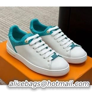 Perfect Louis Vuitton Frontrow Sneakers in Smooth Leather White/Green 1AB1VG