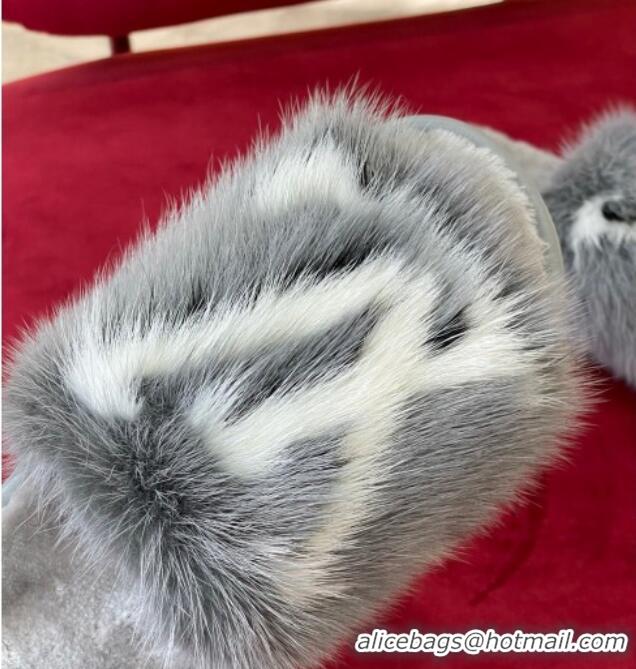 Luxurious Louis Vuitton Dreamy Mink Fur Flat Slipper Grey 220163