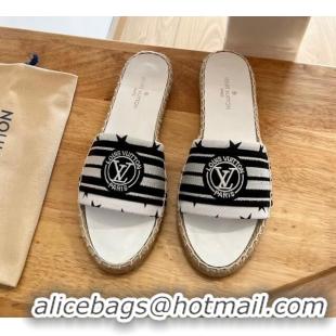 Good Product Louis Vuitton Lock It Denim Flat Slide Sandals White 122394