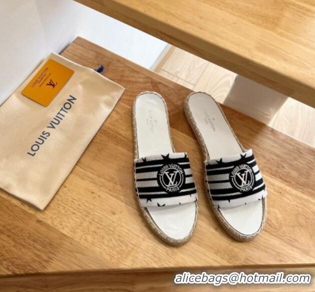 Good Product Louis Vuitton Lock It Denim Flat Slide Sandals White 122394