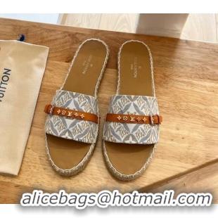 Popular Style Louis Vuitton Since 1854 Lock It Flat Slide Sandals Grey 2122395