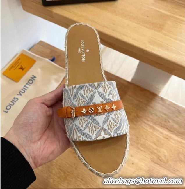 Popular Style Louis Vuitton Since 1854 Lock It Flat Slide Sandals Grey 2122395