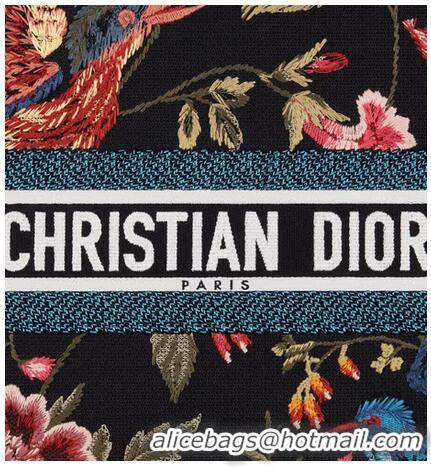 New Discount Large Dior Book Tote Multicolor Dior Birds Embroidery M911 Black