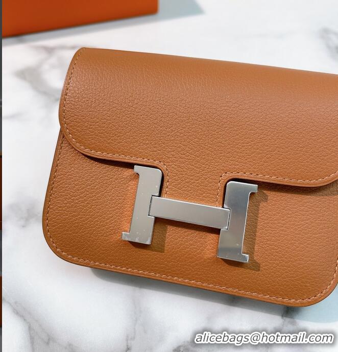 Top Grade Hermes Constance Slim Wallet Waist Bag Belt Bag Clutch Bag HE89741 Silver Hardware