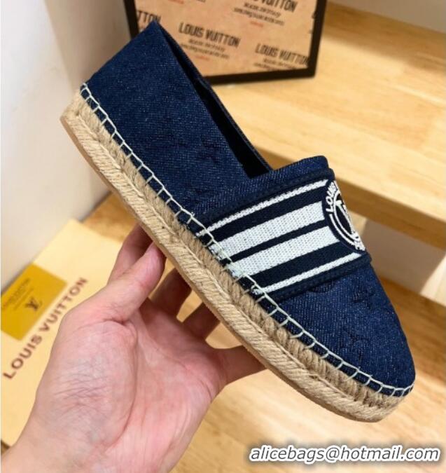 Duplicate Louis Vuitton Starboard LV Circle Denim Flat Espadrilles Blue 2122397