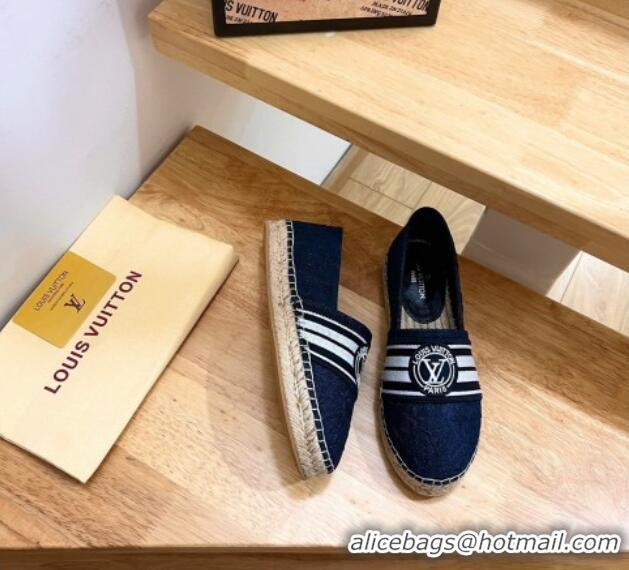 Duplicate Louis Vuitton Starboard LV Circle Denim Flat Espadrilles Blue 2122397