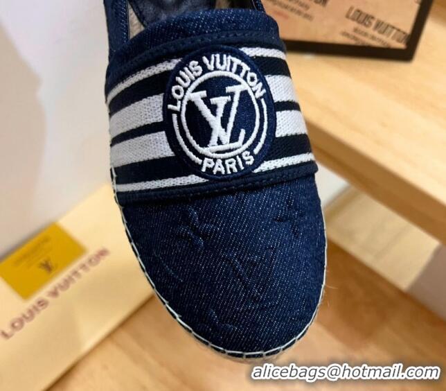 Duplicate Louis Vuitton Starboard LV Circle Denim Flat Espadrilles Blue 2122397