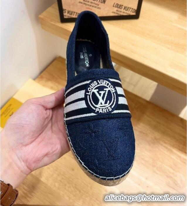 Duplicate Louis Vuitton Starboard LV Circle Denim Flat Espadrilles Blue 2122397