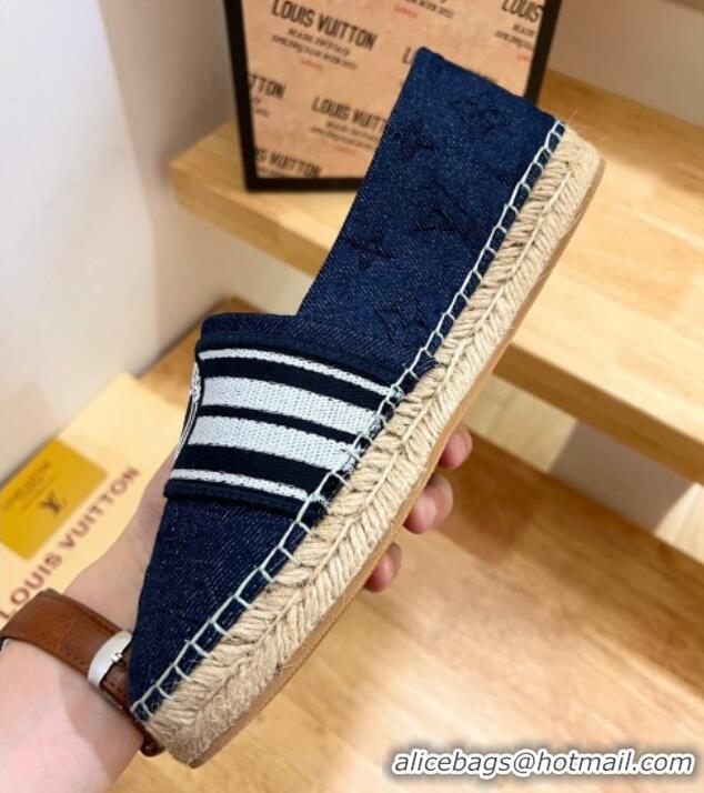 Duplicate Louis Vuitton Starboard LV Circle Denim Flat Espadrilles Blue 2122397