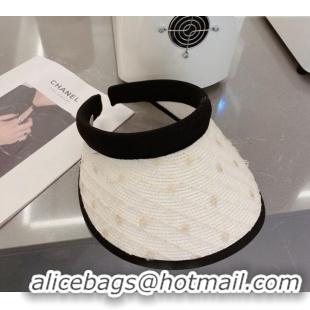 Shop Grade Dior Visor Straw Hat with Sequins 021627 White 2023