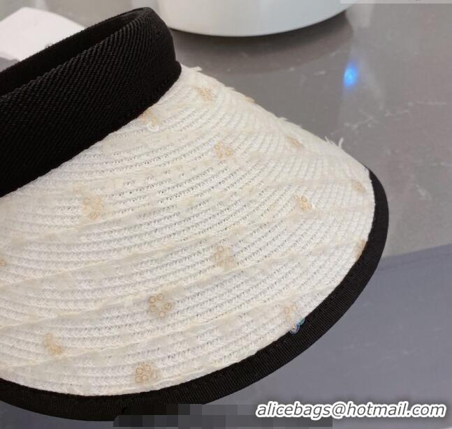 Shop Grade Dior Visor Straw Hat with Sequins 021627 White 2023