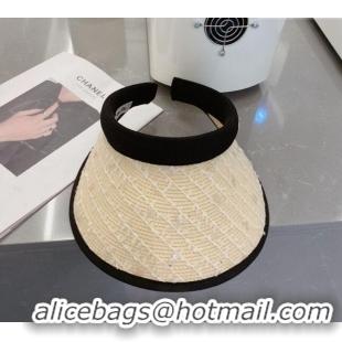 Best Price Dior Visor Straw Hat with Sequins 021627 Beige 2023