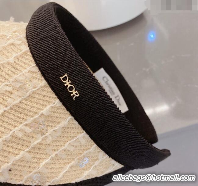 Best Price Dior Visor Straw Hat with Sequins 021627 Beige 2023