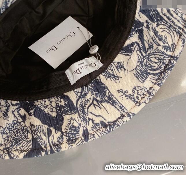 Luxury Cheap Dior Toile de Jouy Reverse Bucket Hat D0126 Black 2023