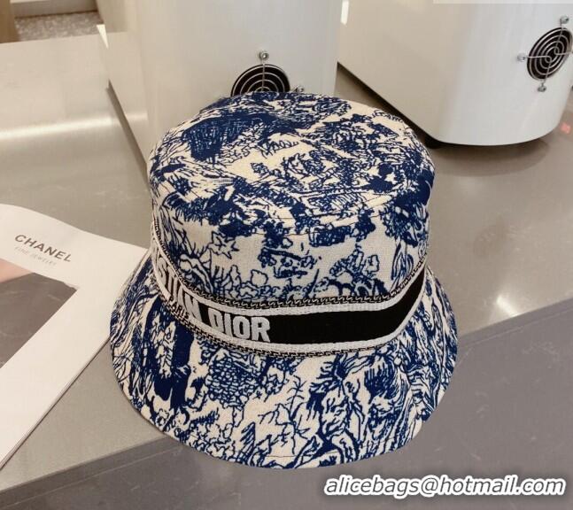 Low Cost Dior Toile de Jouy Reverse Bucket Hat D0126 Blue 2023