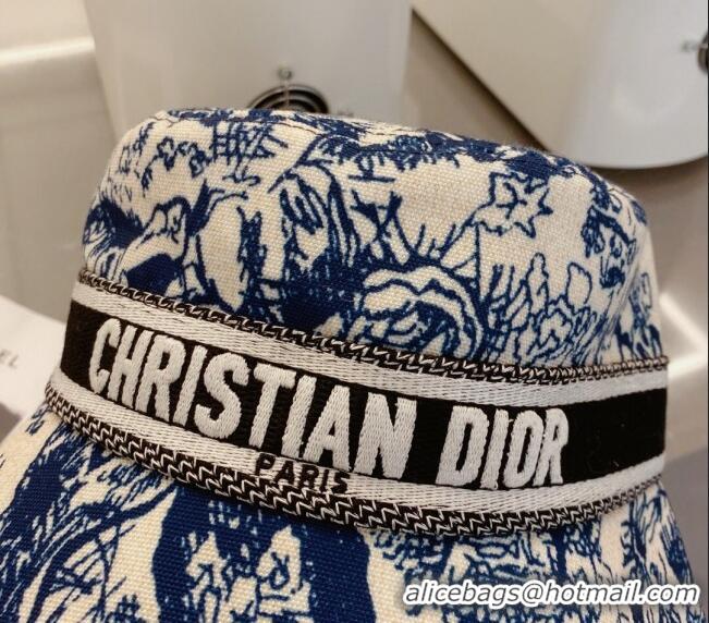 Low Cost Dior Toile de Jouy Reverse Bucket Hat D0126 Blue 2023