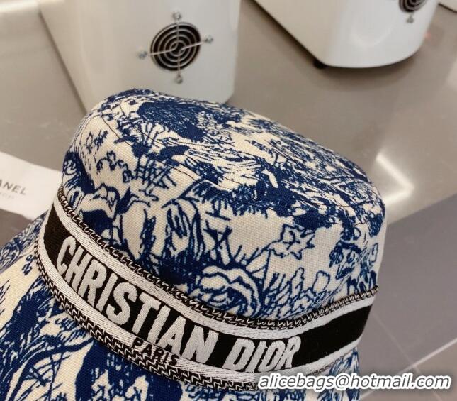 Low Cost Dior Toile de Jouy Reverse Bucket Hat D0126 Blue 2023