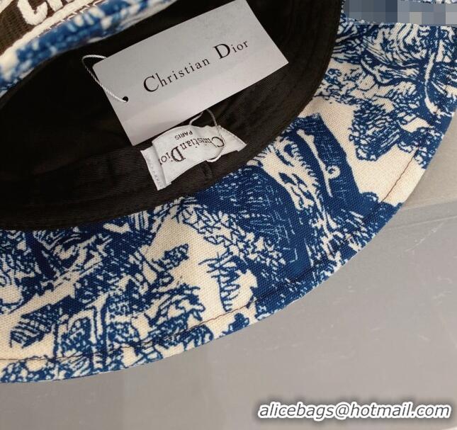 Low Cost Dior Toile de Jouy Reverse Bucket Hat D0126 Blue 2023