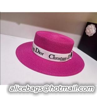 Elegant Dior Straw Hat D22731 Rose Red 2023 