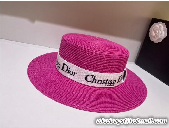 Elegant Dior Straw Hat D22731 Rose Red 2023 