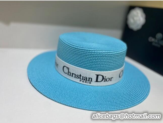 Good Quality Elegant Dior Straw Hat D22731 Blue 2023