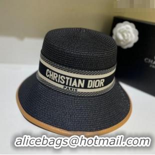 Good Product Dior Straw Hat D22728 Black 2023