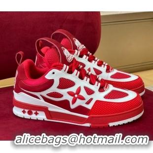 Most Popular Louis Vuitton LV Skate Sneakers in Monogram Mesh Red/White 1223112