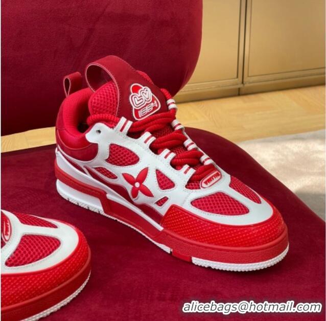 Most Popular Louis Vuitton LV Skate Sneakers in Monogram Mesh Red/White 1223112