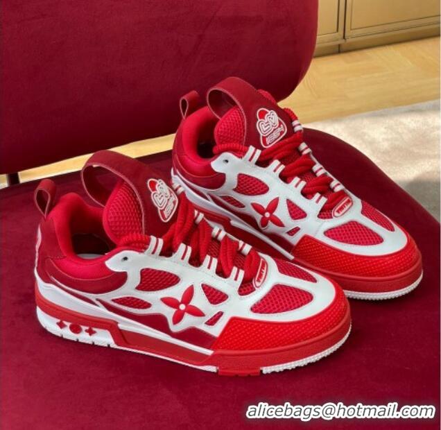 Most Popular Louis Vuitton LV Skate Sneakers in Monogram Mesh Red/White 1223112