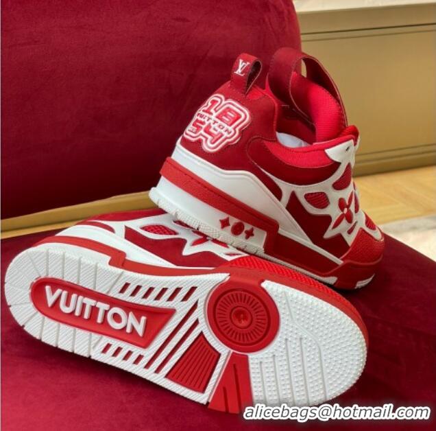 Most Popular Louis Vuitton LV Skate Sneakers in Monogram Mesh Red/White 1223112