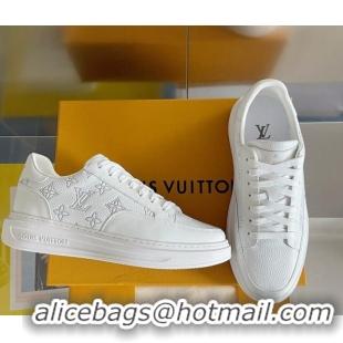 Grade Quality Louis Vuitton Men's Beverly Hills Sneakers in Perforated Monogram Leather White 12261130