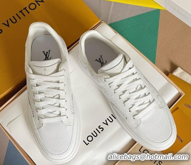 Grade Quality Louis Vuitton Men's Beverly Hills Sneakers in Perforated Monogram Leather White 12261130