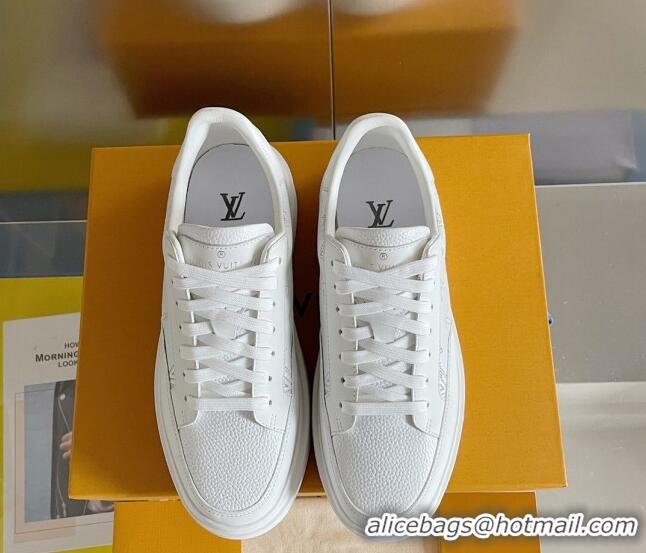 Grade Quality Louis Vuitton Men's Beverly Hills Sneakers in Perforated Monogram Leather White 12261130