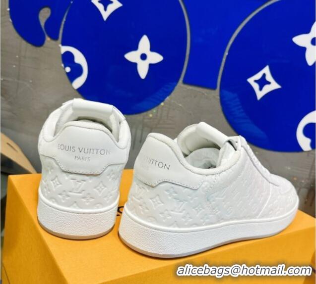 Best Grade Louis Vuitton Men's Rivoli Sneakers in Mini Monogram Embossed Leather All White 12261131