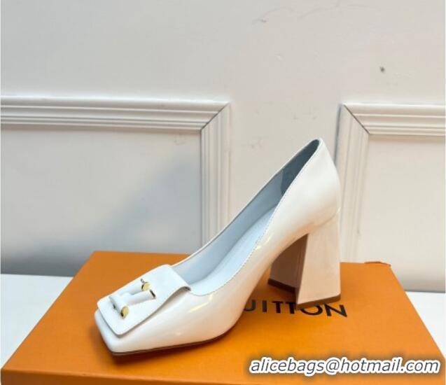 Best Price Louis Vuitton Shake Pumps 8.5cm in Patent Leather with LV Twist White 2261135