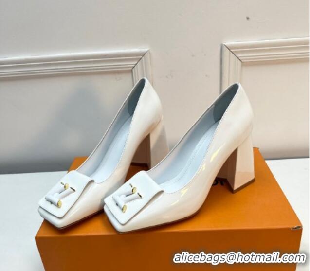 Best Price Louis Vuitton Shake Pumps 8.5cm in Patent Leather with LV Twist White 2261135